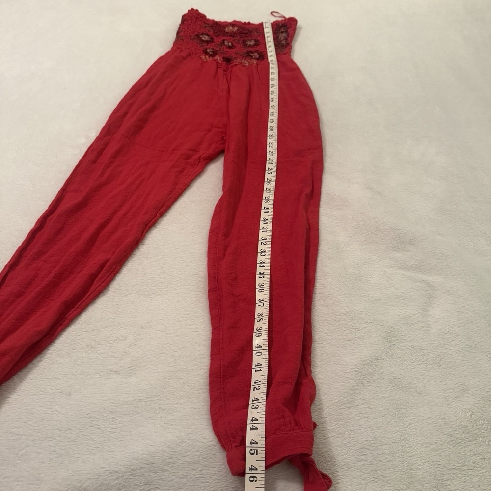Free People Karan Strapless Smocked Floral Red Jumpsuit Size XS Boho Festival - Picture 6 of 15